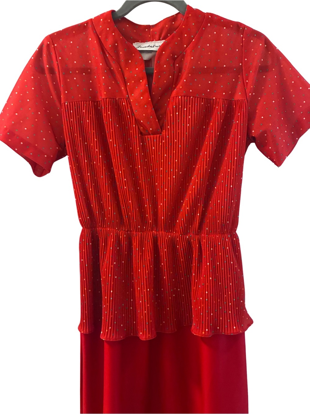 Vintage Polka Dot Short-Sleeve Peplum Dress